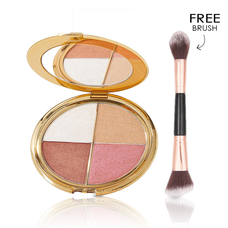 🎀 𝐋𝐚𝐬𝐭 𝟒 𝐡𝐨𝐮𝐫𝐬 𝟔𝟎% 𝐨𝐟𝐟⏰𝑬𝒚𝒆 & Cheek Palette - eyeshadow and highlighter makeup (with Detachable Brush)