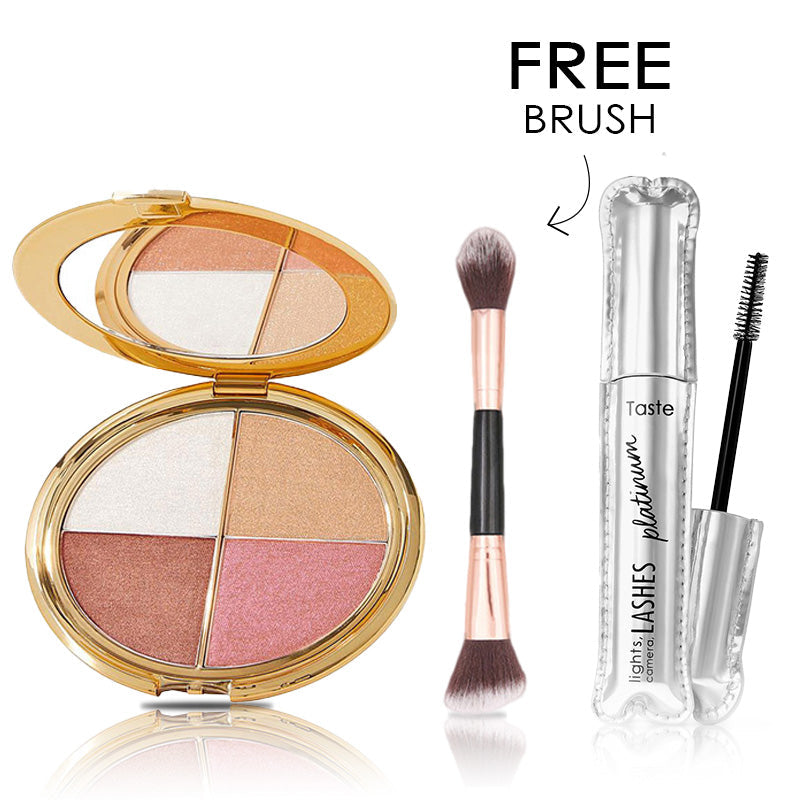 🎀 𝐋𝐚𝐬𝐭 𝟒 𝐡𝐨𝐮𝐫𝐬 𝟔𝟎% 𝐨𝐟𝐟⏰𝑬𝒚𝒆 & Cheek Palette - eyeshadow and highlighter makeup (with Detachable Brush)